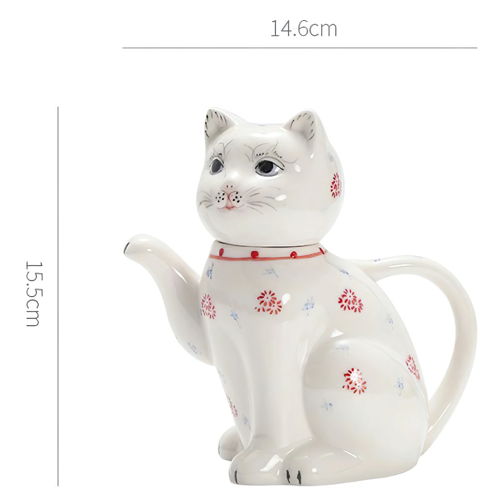 Carafe Chat Vintage Fleurs Rouges