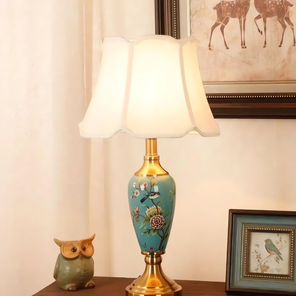 Lampe Vintage En Céramique Dragonfly Abat Jour