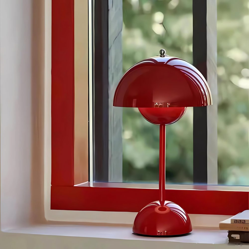 Lampe Vintage En Forme De Champignon Rouge Design