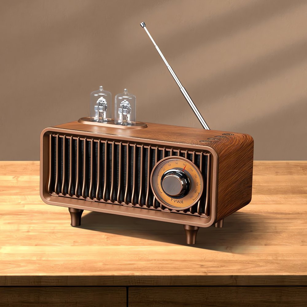 Lampe Vintage Radio Bois Design