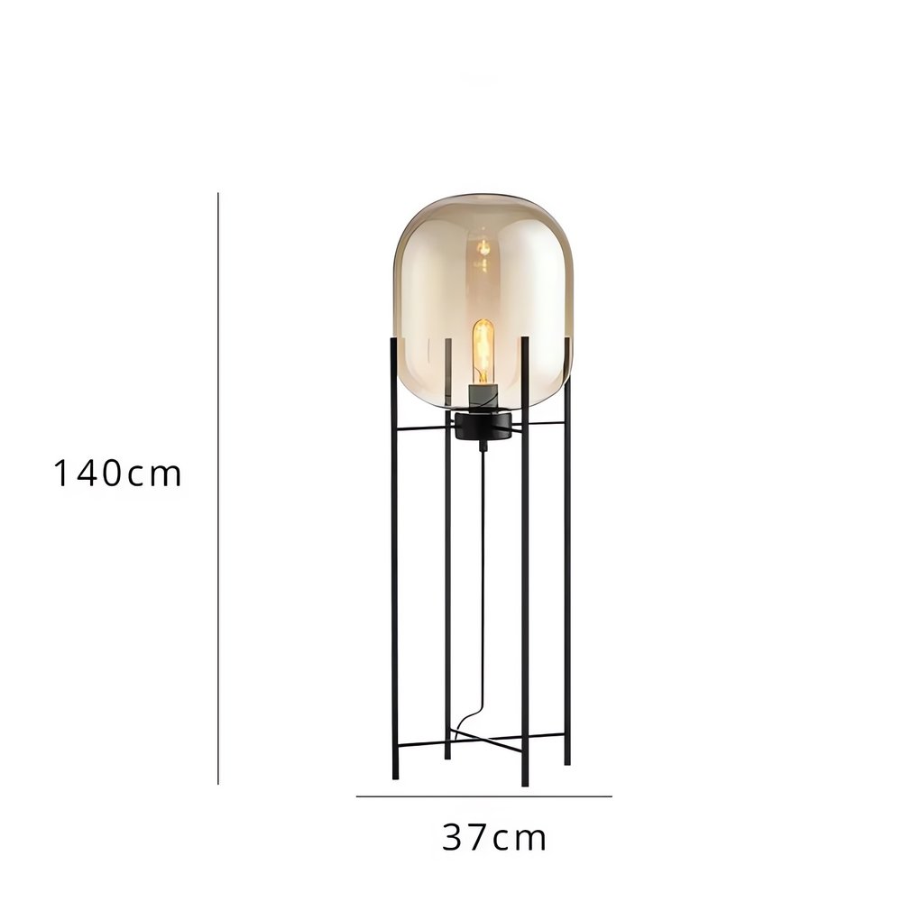 Lampe Vintage Sur Pied Verre Fumé