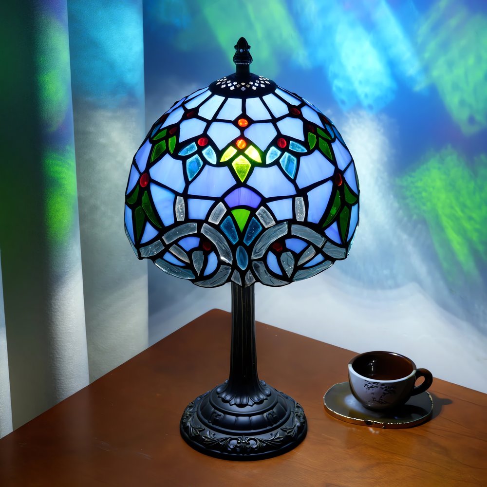 Lampe Vintage Vitrail Colorée