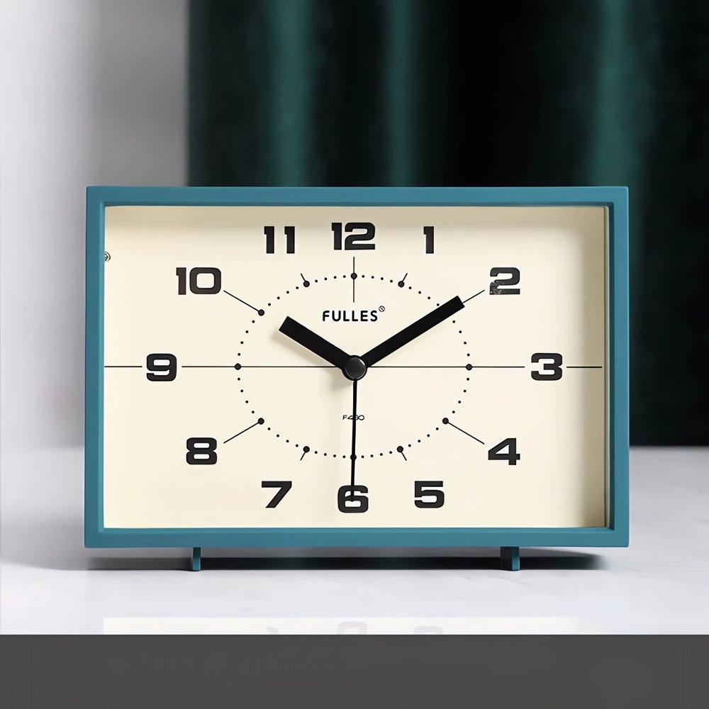 Réveil Vintage Rectangulaire Bord Bleu
