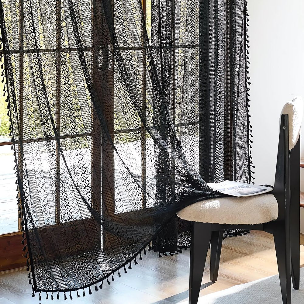 Rideaux Filet Vintage Noir Rétro