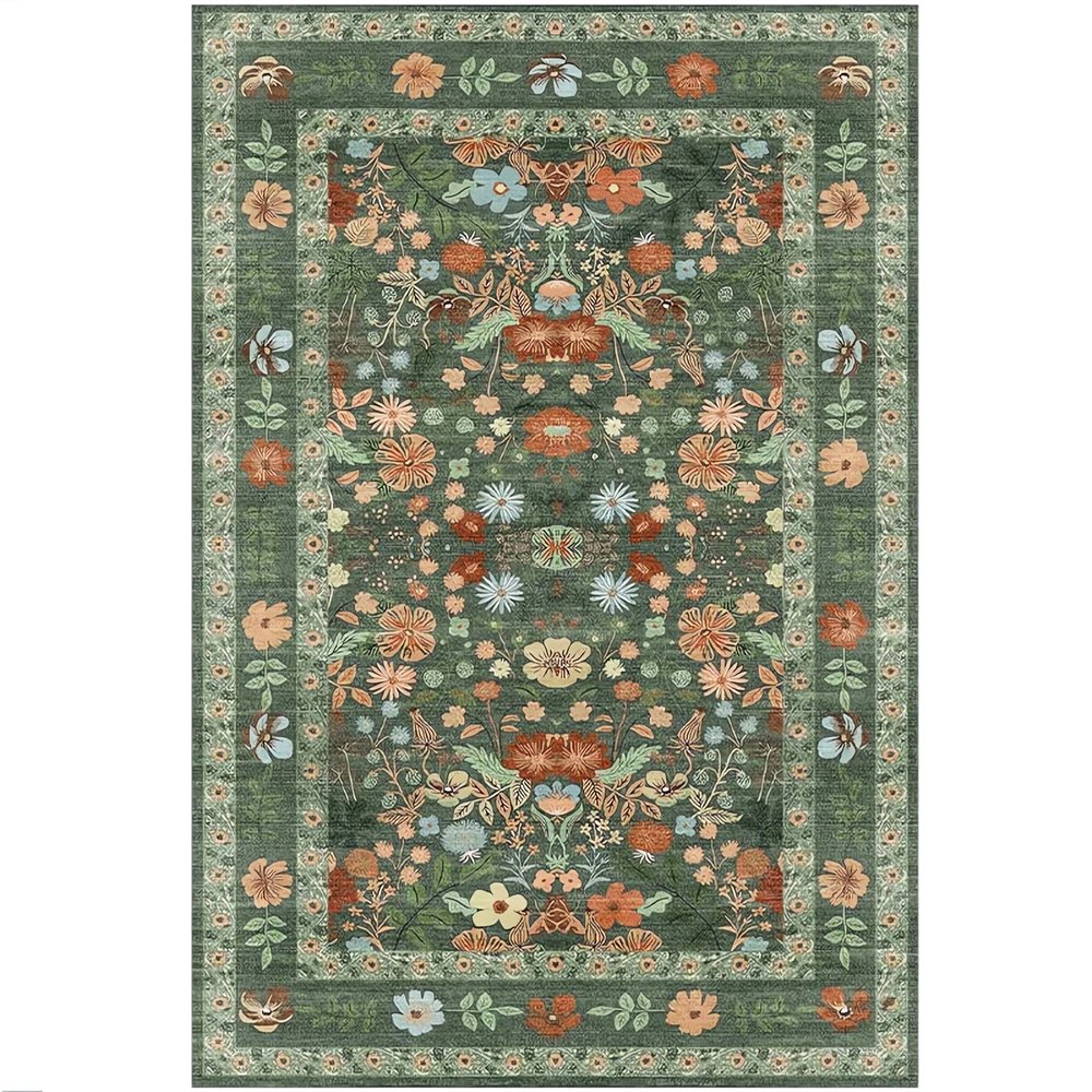 Tapis Vintage En Coton Floris Jardin Raffiné