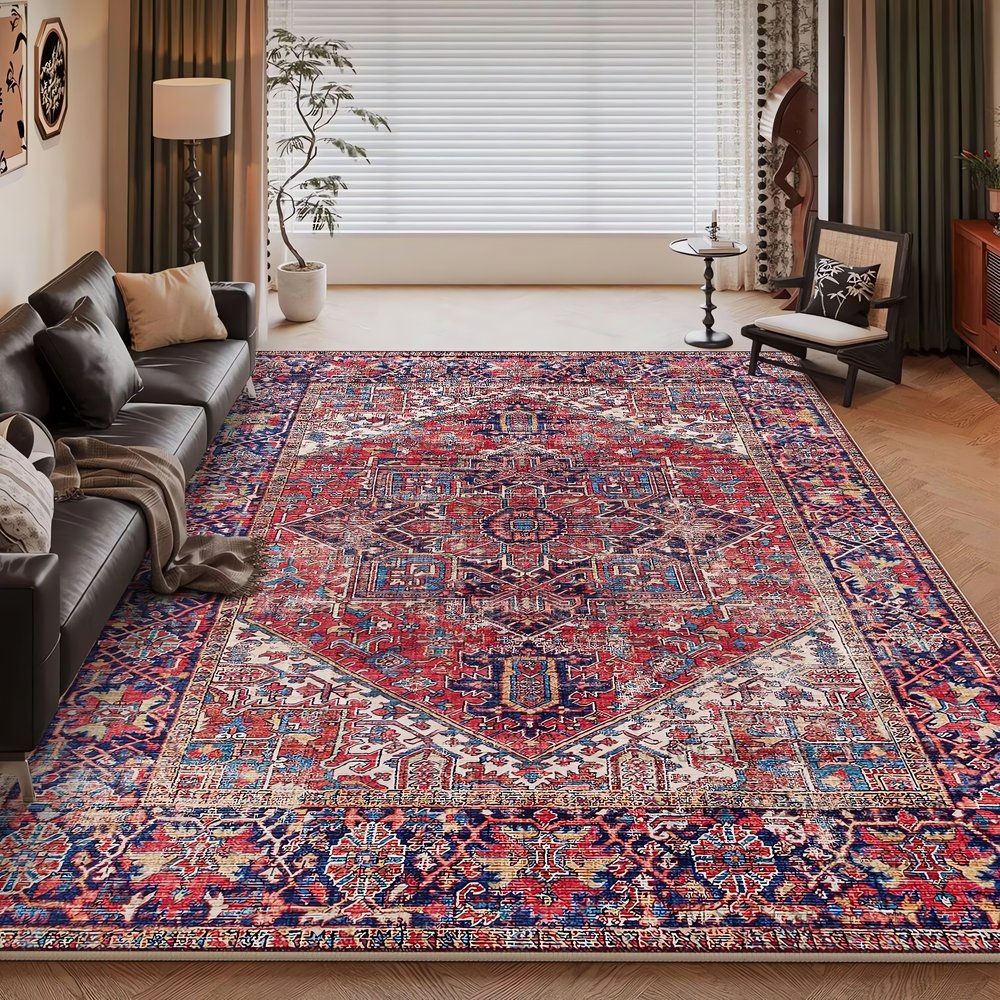 Tapis Vintage Fuchsia Classique Rougeâtre
