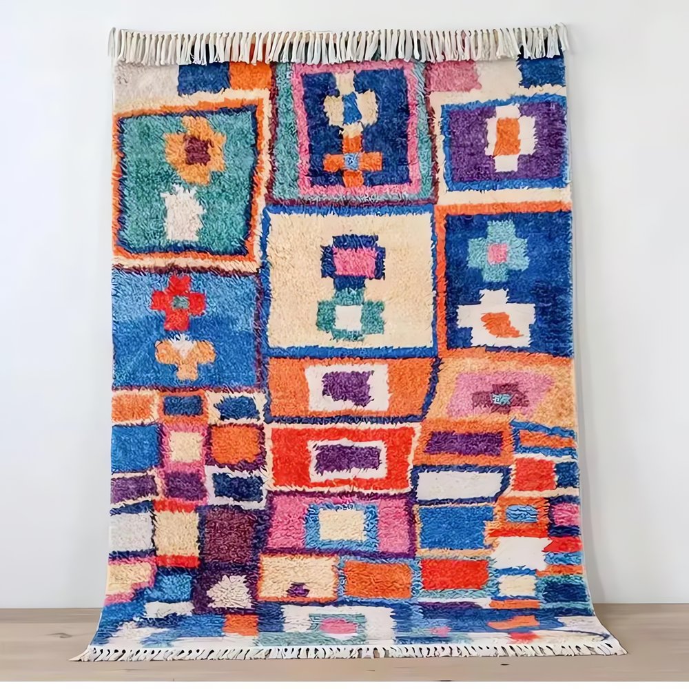 Tapis Vintage Marocain Motif Coloré