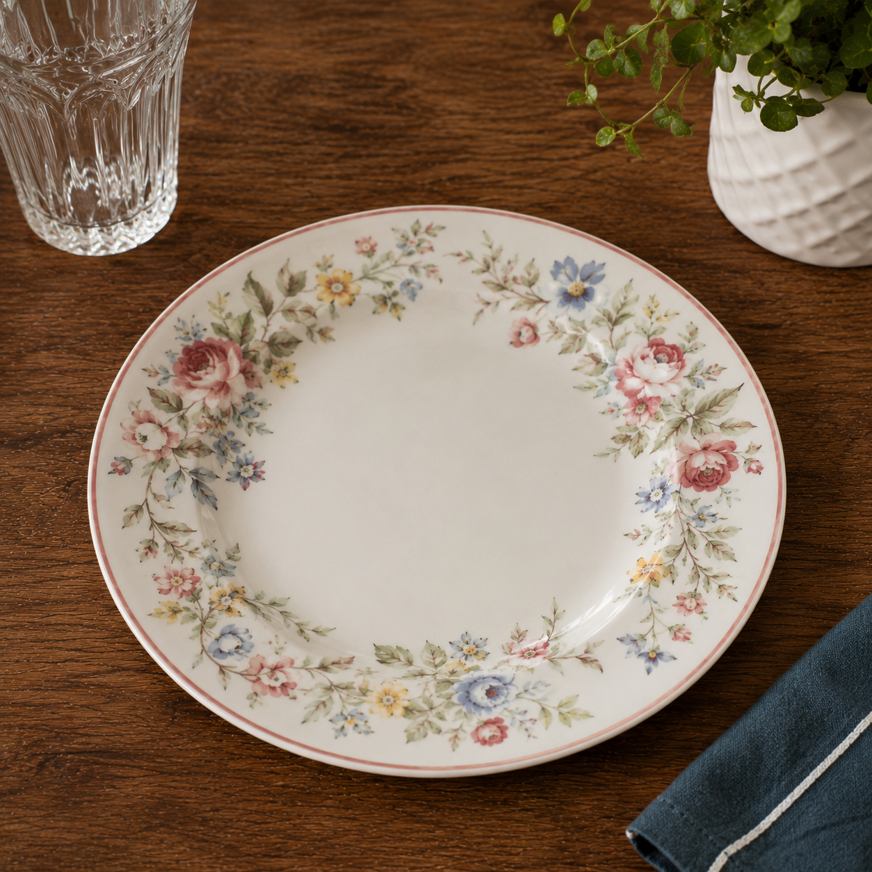 Assiette Vintage à Fleurs en Porcelaine