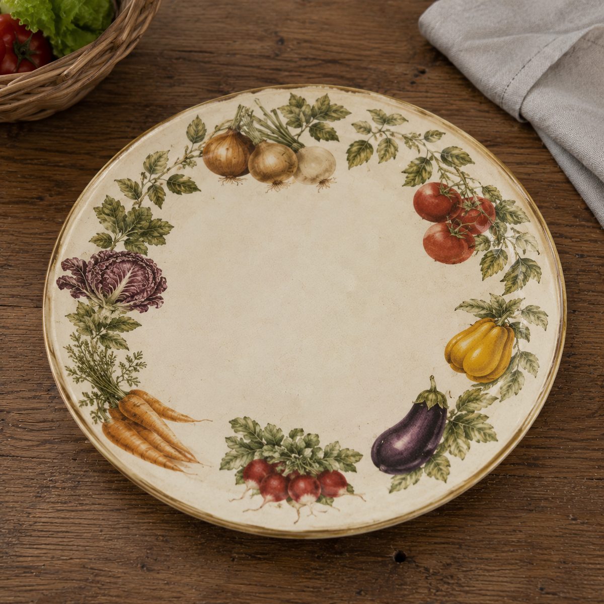 Assiette Vintage motif Légumes