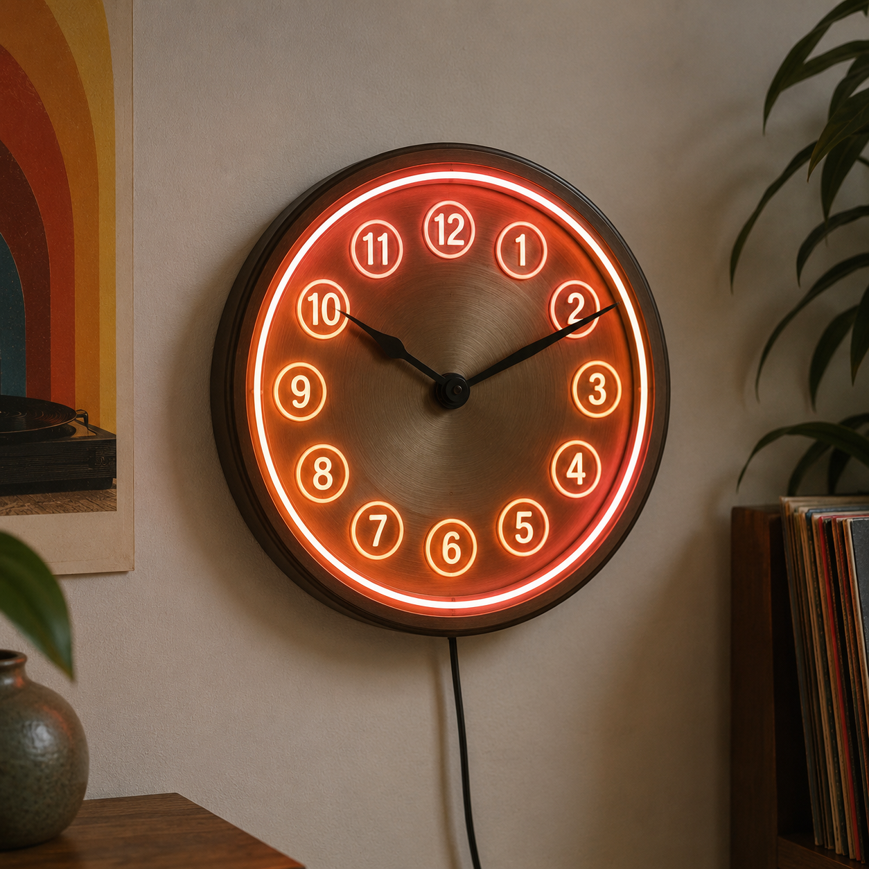 Horloge Vintage à Néon