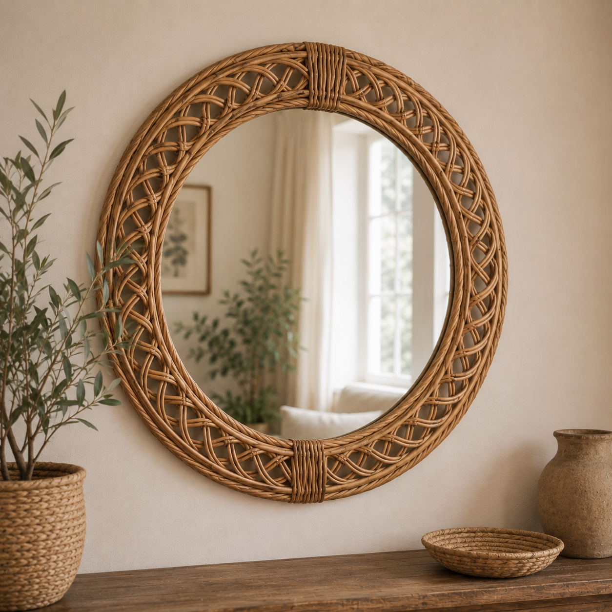 Miroir Vintage en Osier