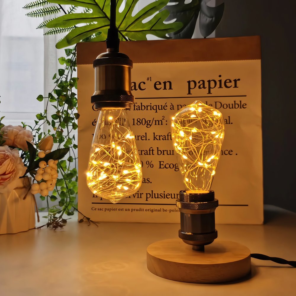 Ampoule Design Vintage Cuivre Bois
