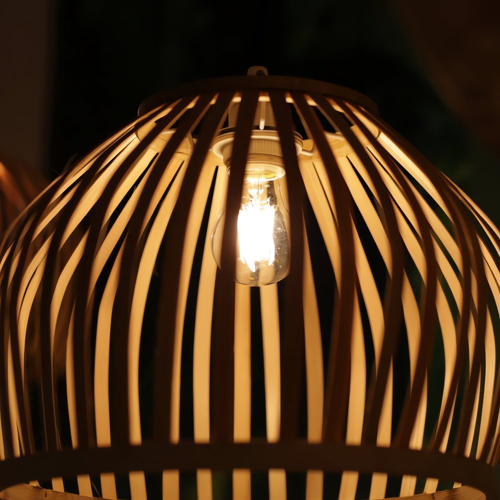 Ampoule Vintage À Baïonnette Suspension Bois