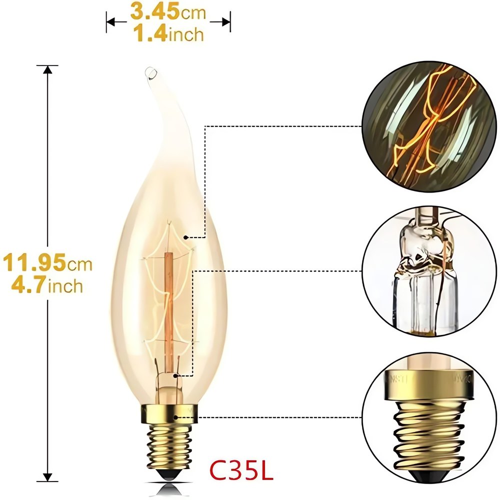 Ampoule Vintage Bougie Taille