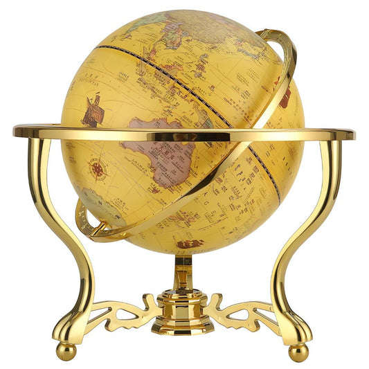 Ancien Globe Terrestre Vintage Doré