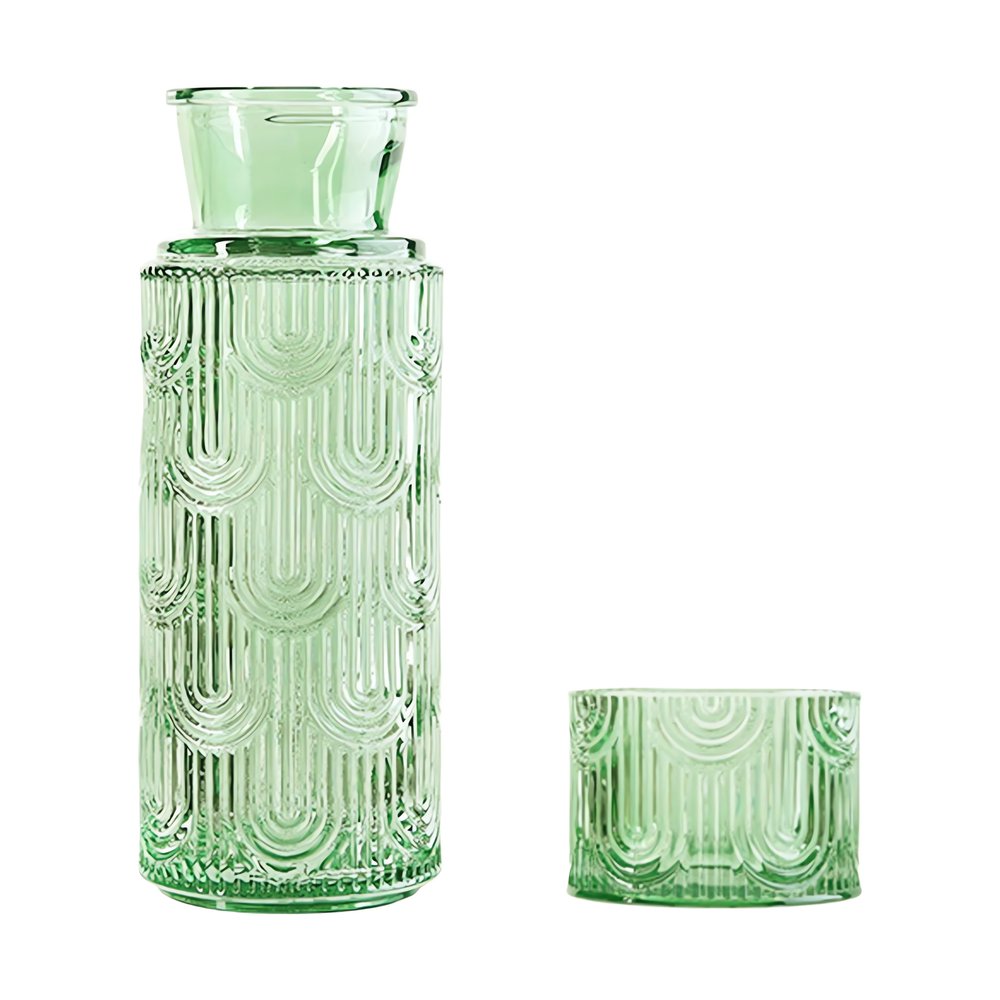 Carafe Vintage En Verre Vert Transparente Set