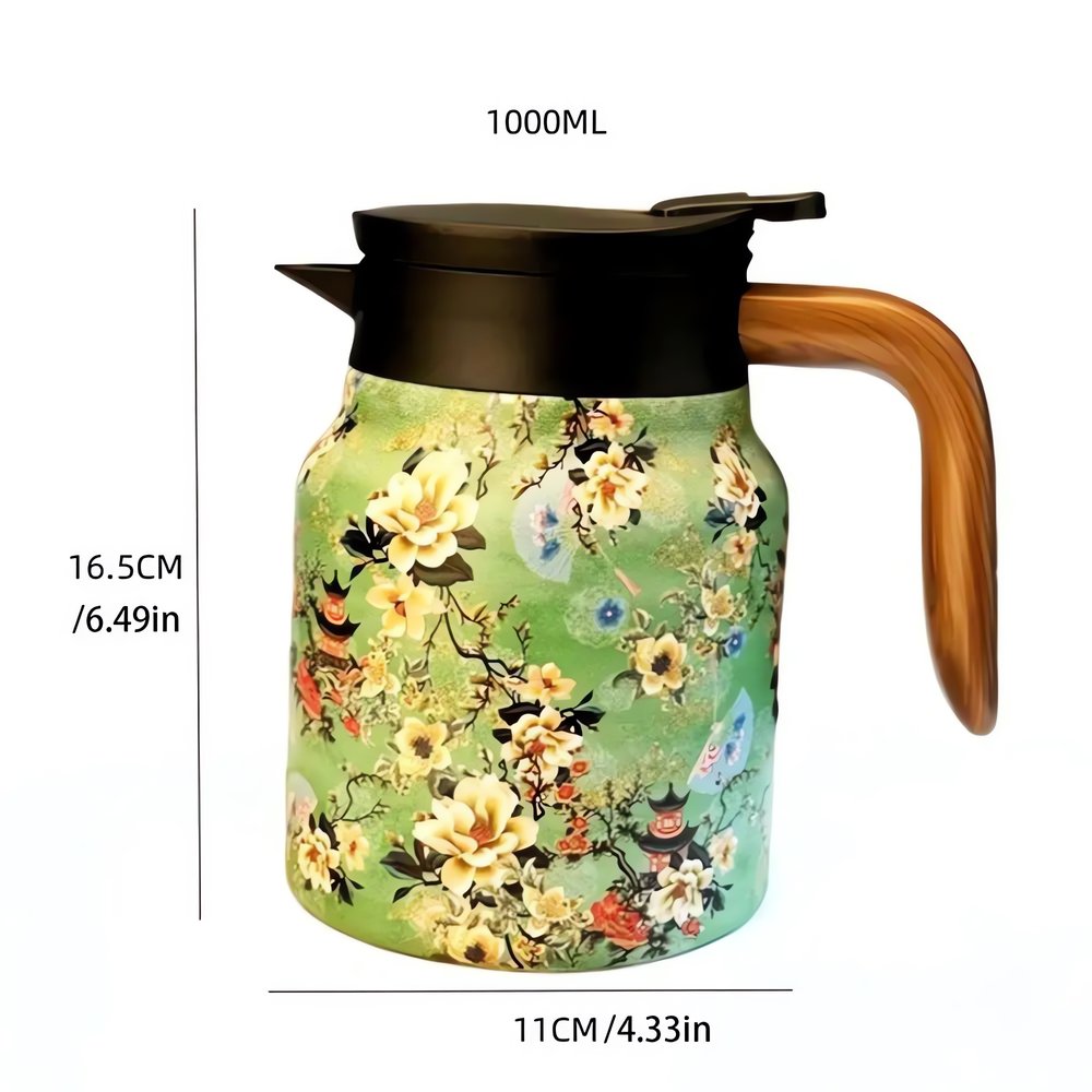 Carafe Vintage Motif Fleurs Bois