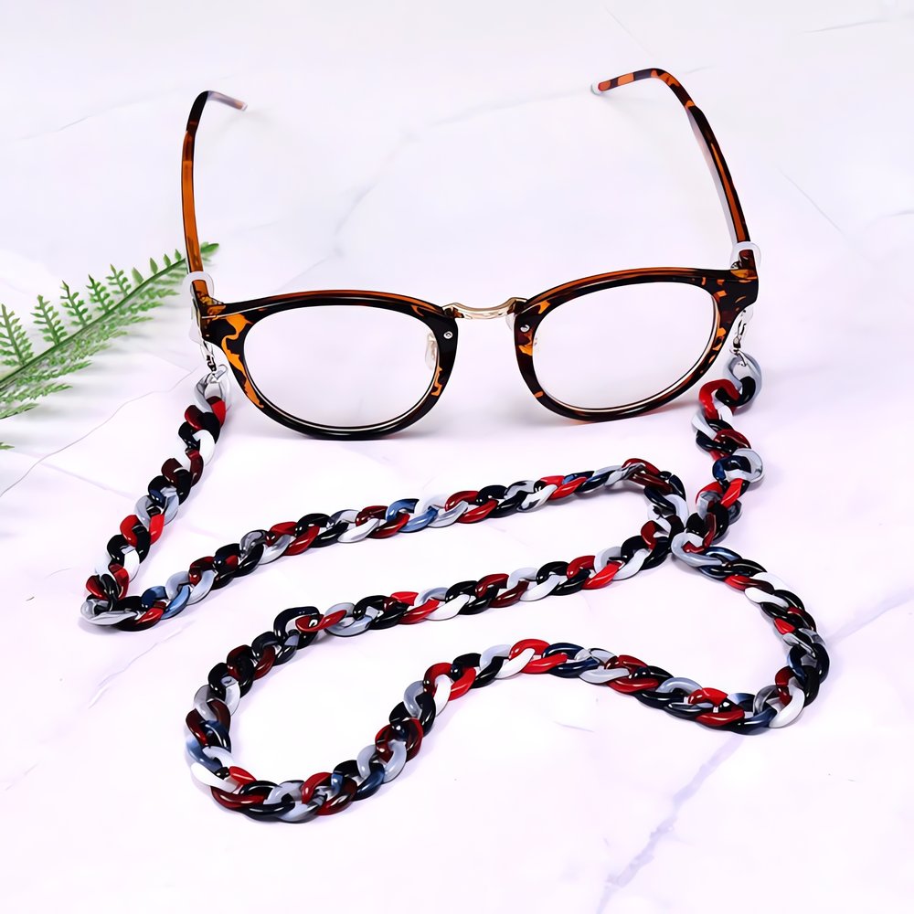 Chaîne Pour Lunette Vintage Rouge Noir