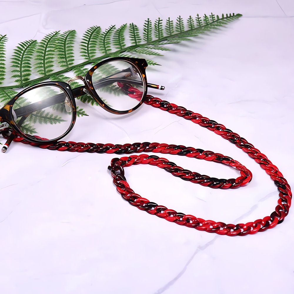 Chaîne Pour Lunette Vintage Rouge Noir