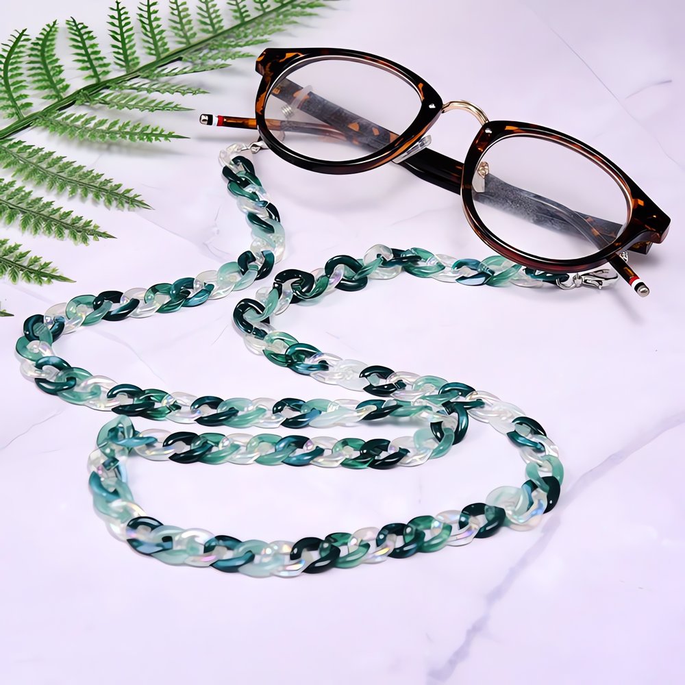 Chaîne Pour Lunette Vintage Vert Bleu