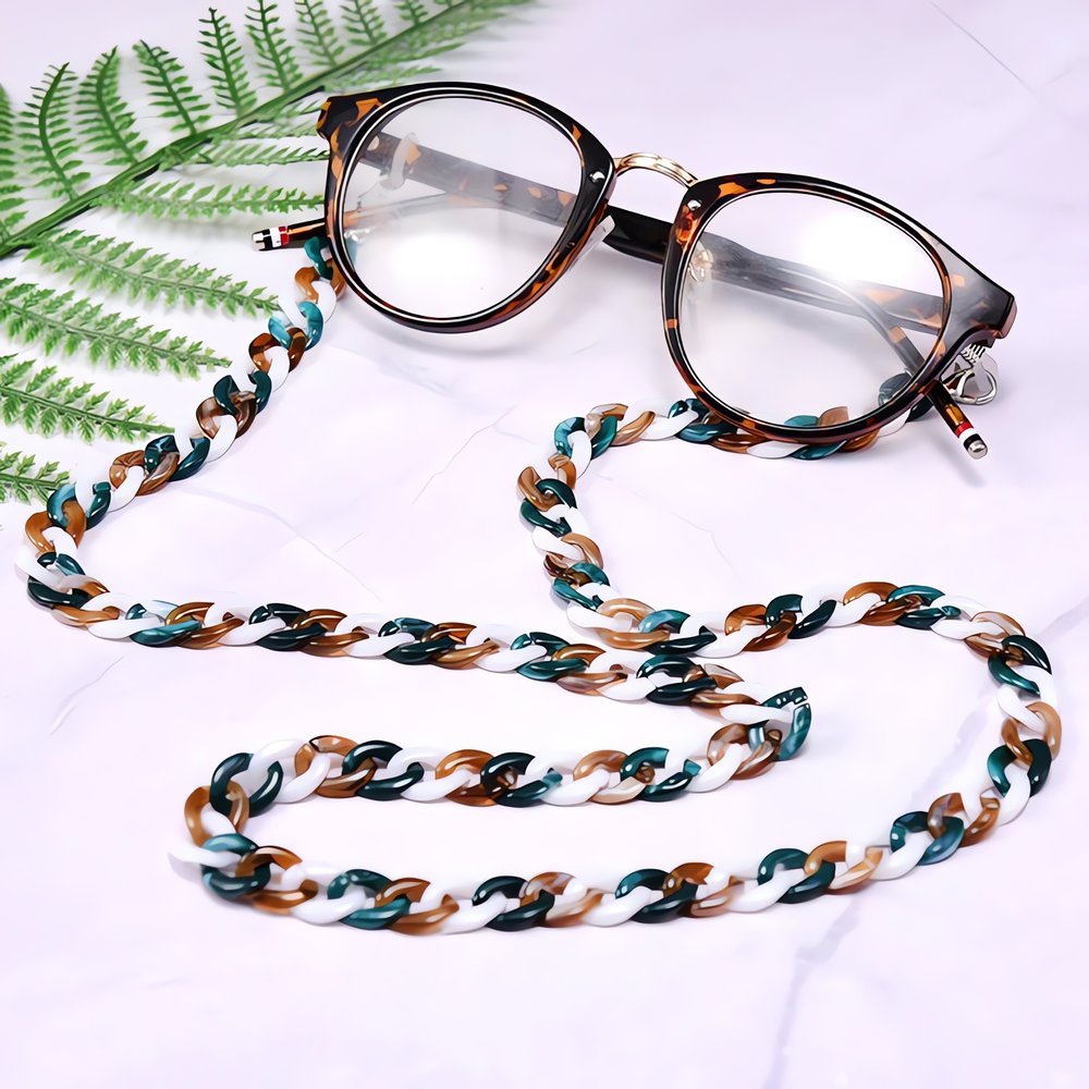 Chaîne Pour Lunette Vintage Vert Brun