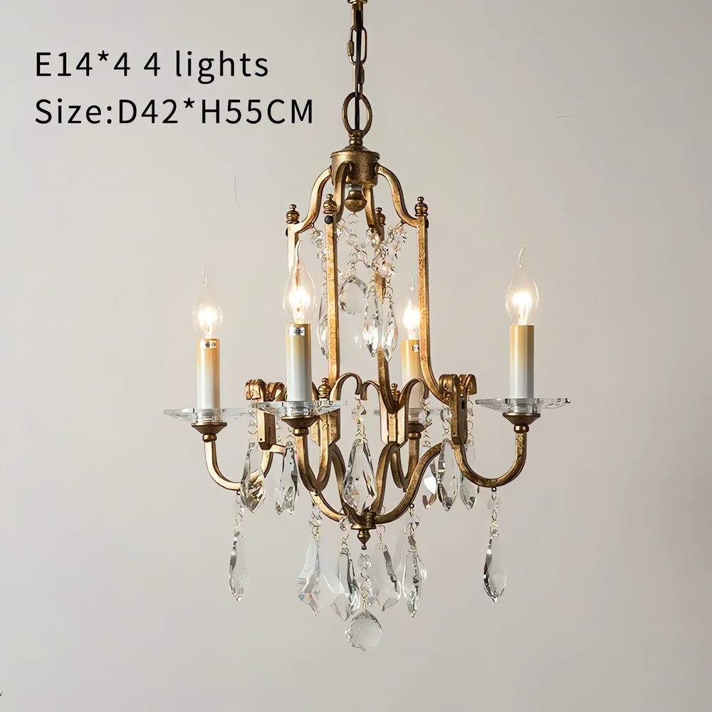 Chandelier Lampe Vintage Cristal Or
