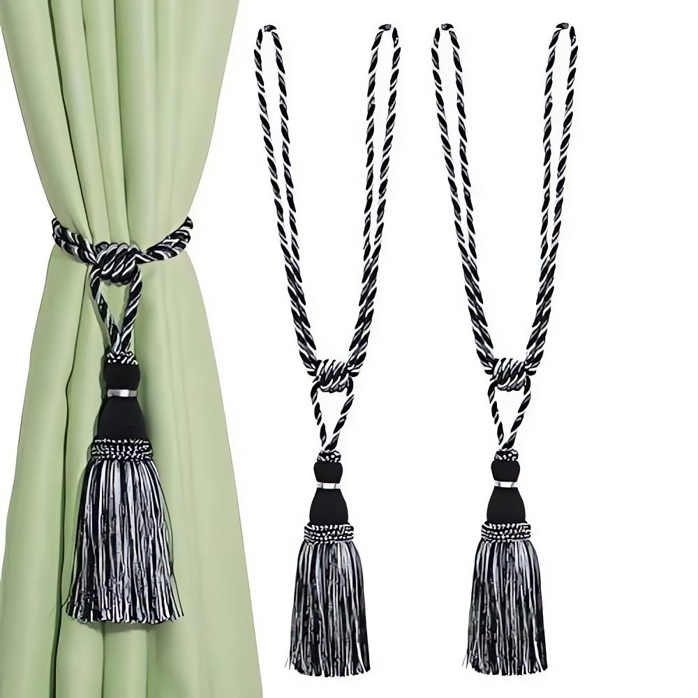 Embrasse De Rideaux Vintage Torsadée Argent Tassel
