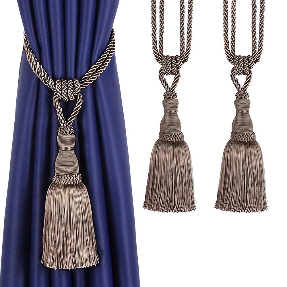 Embrasse De Rideaux Vintage Torsadée Brun Tassel