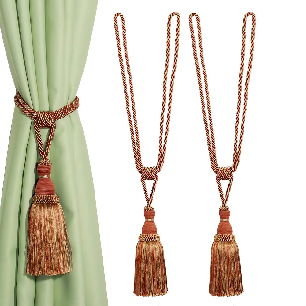 Embrasse De Rideaux Vintage Torsadée Rouge Tassel