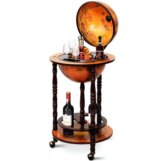 Globe Terrestre Bar Vintage Bois
