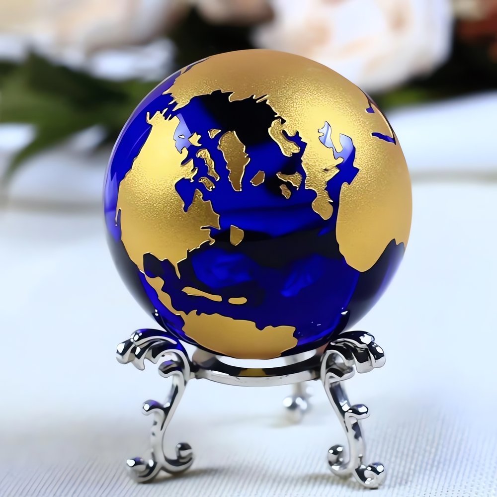 Globe Terrestre Vintage En Verre
