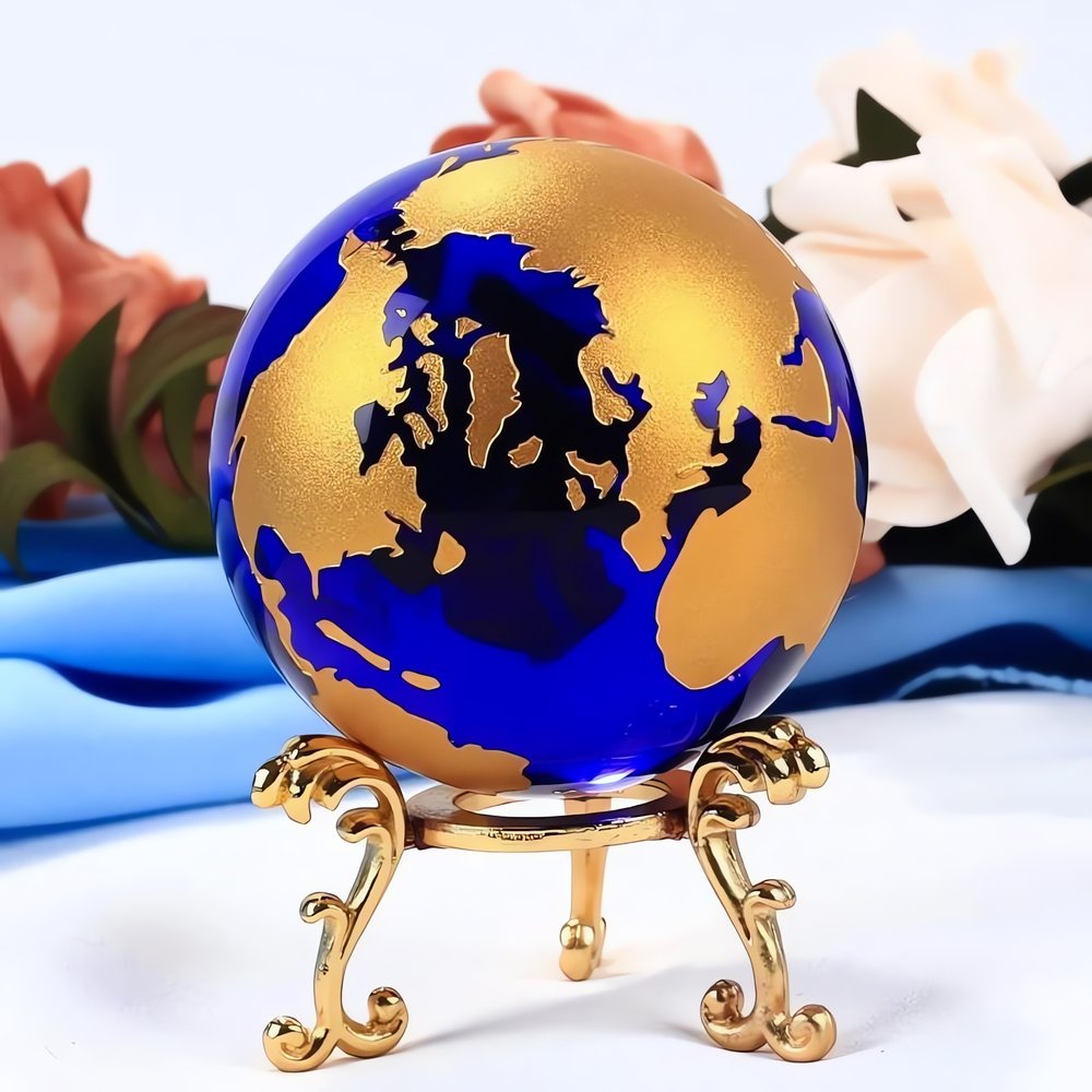 Globe Terrestre Vintage En Verre Europe