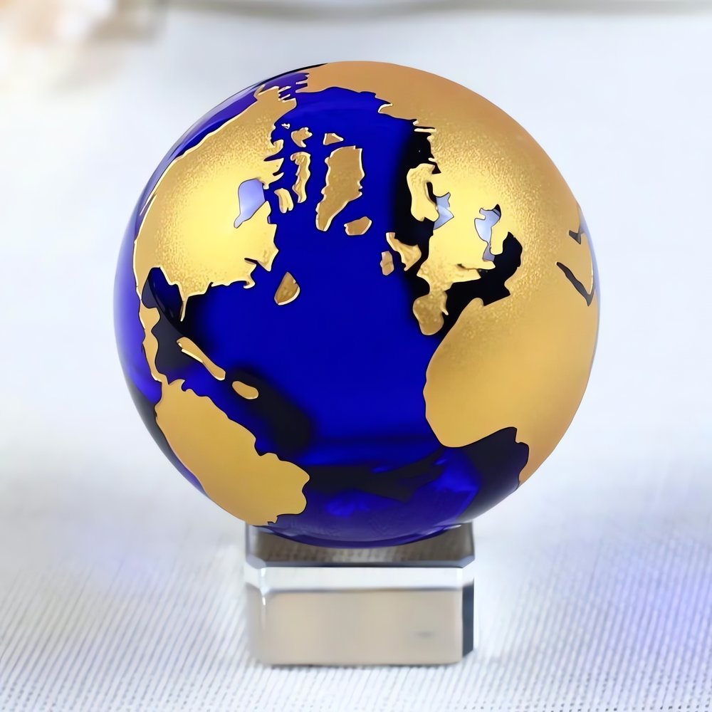 Globe Terrestre Vintage En Verre Petit