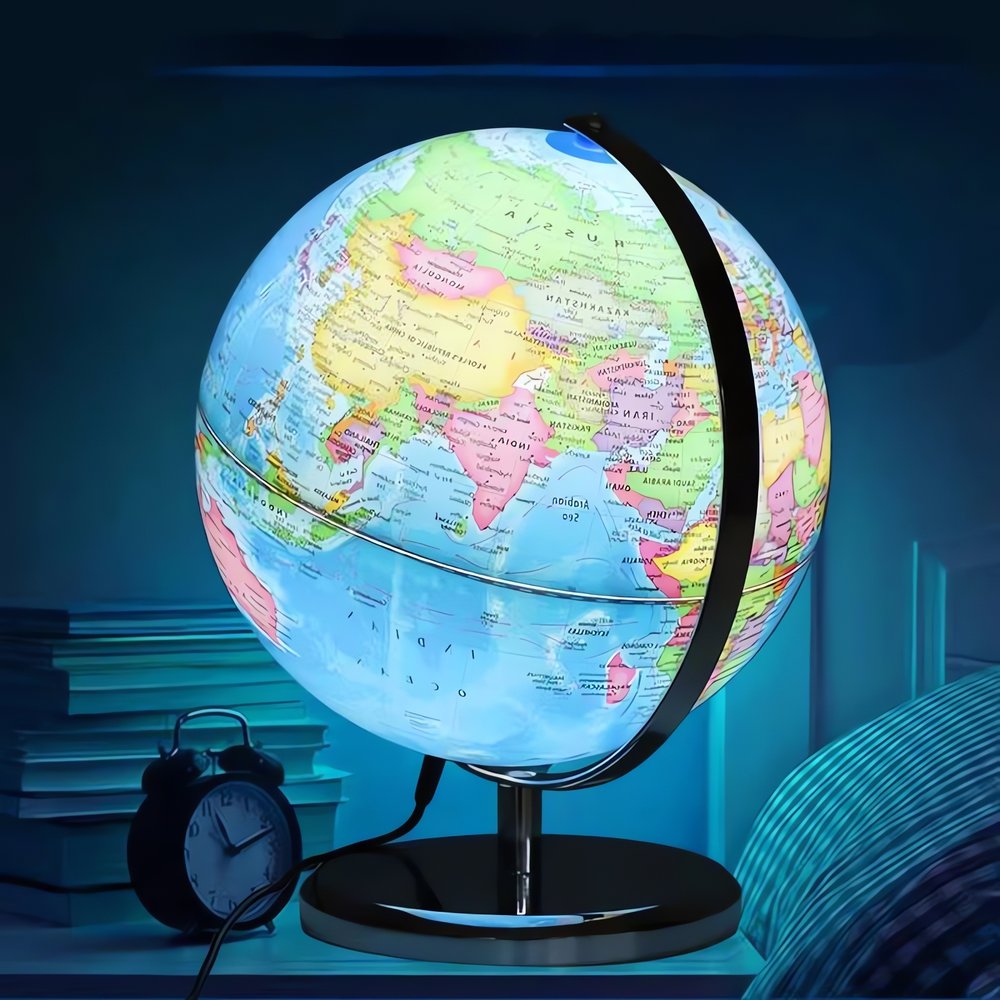 Globe Terrestre Vintage Lumineux Bureau