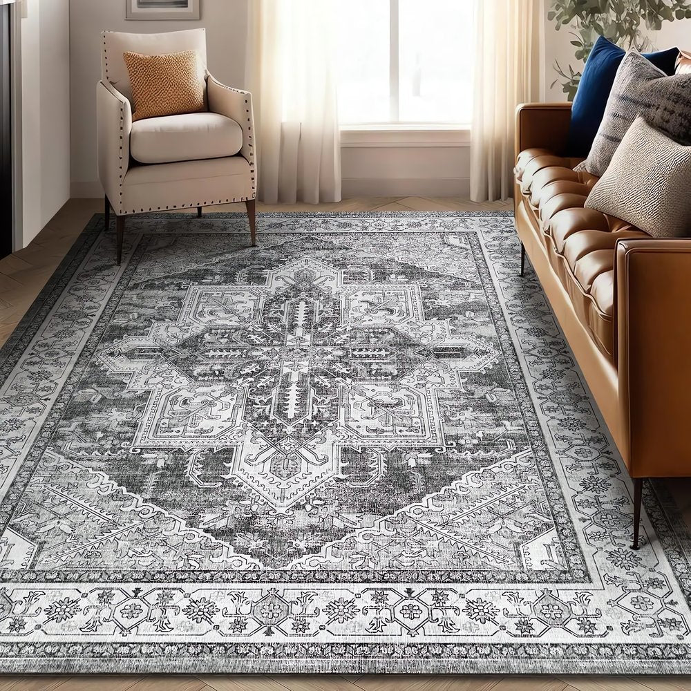 Grand Tapis Vintage Motif Géométrique