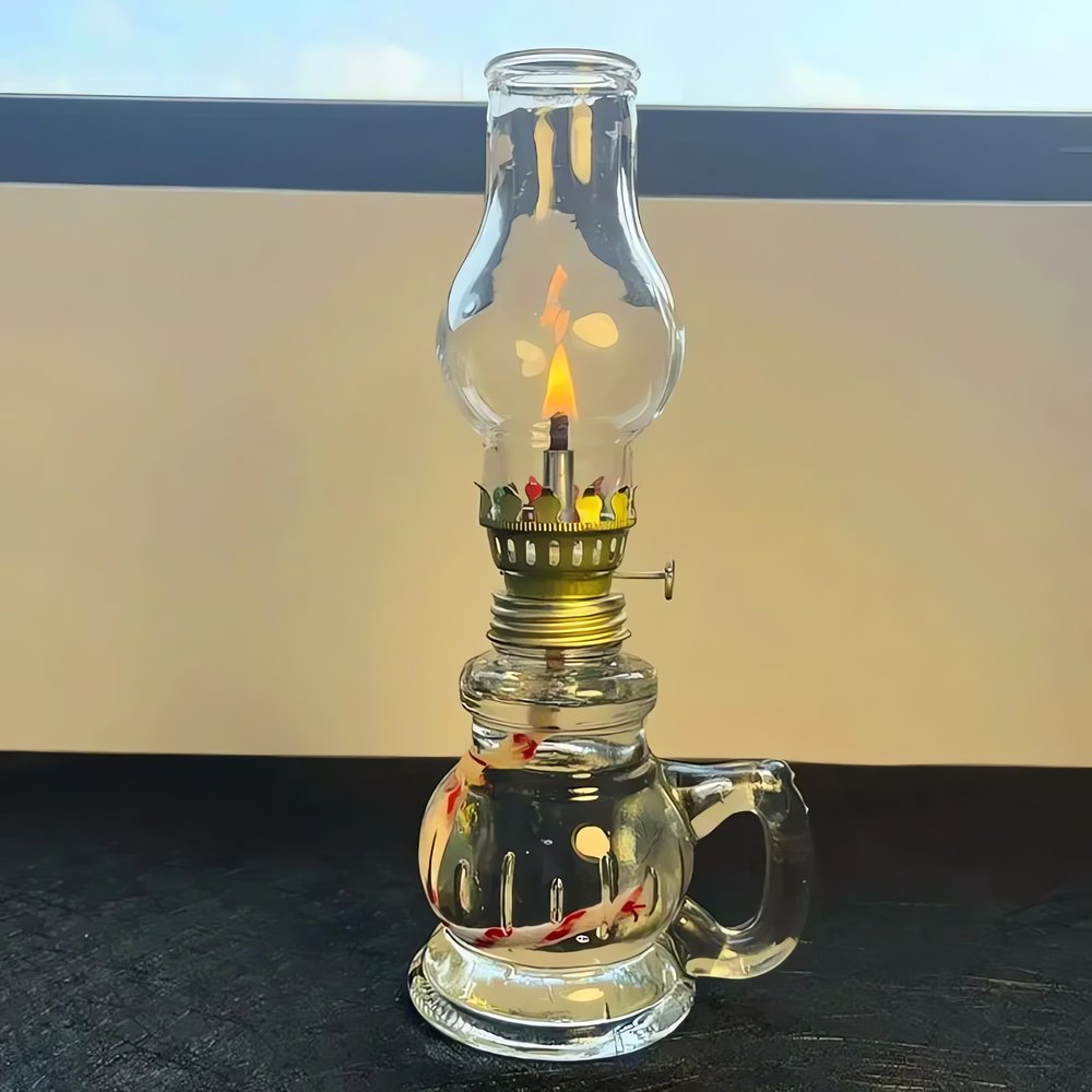 Lampe À Huile Vintage En Verre