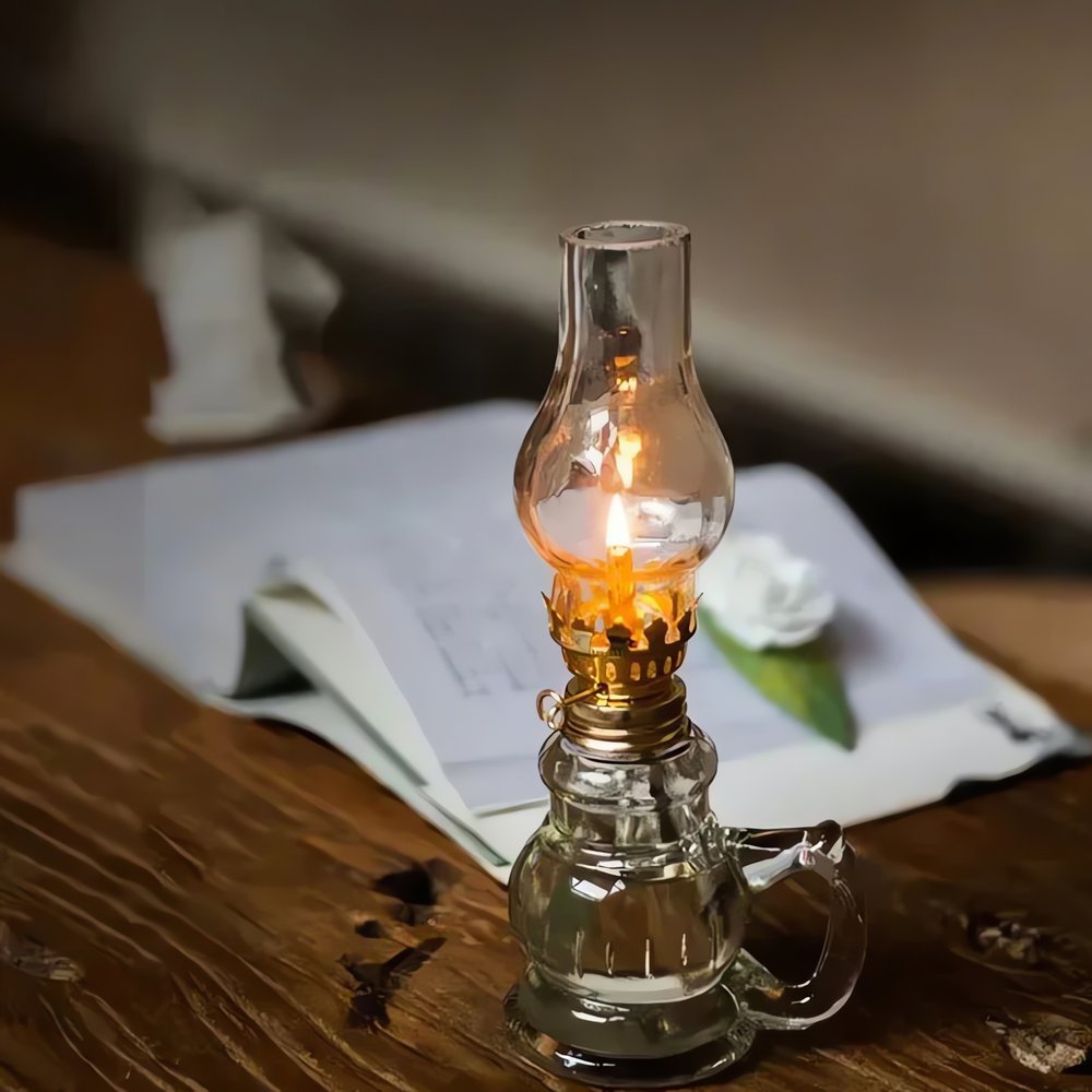 Lampe À Huile Vintage En Verre Brillante Tempête
