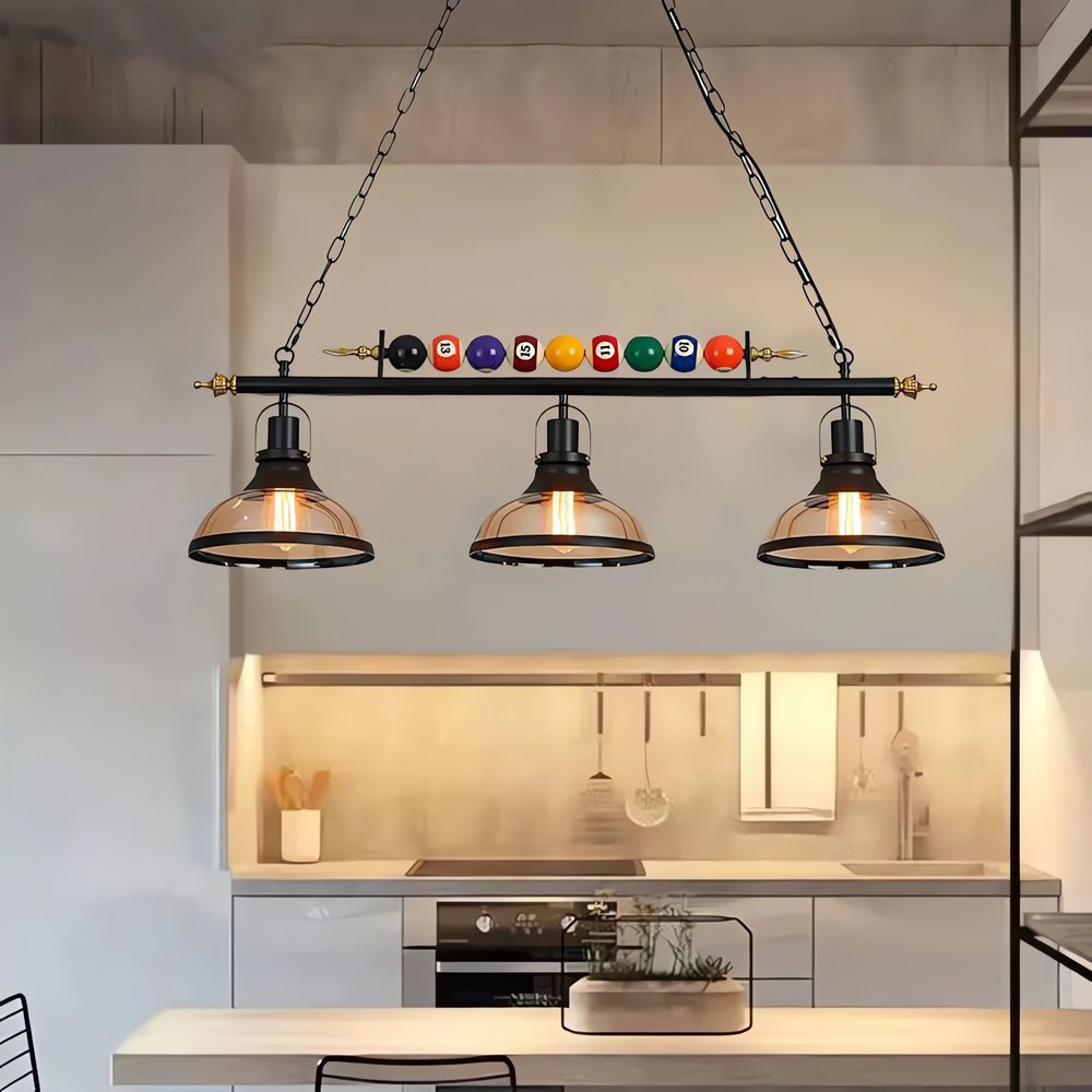 Lampe De Billard Vintage Industrielle Triple