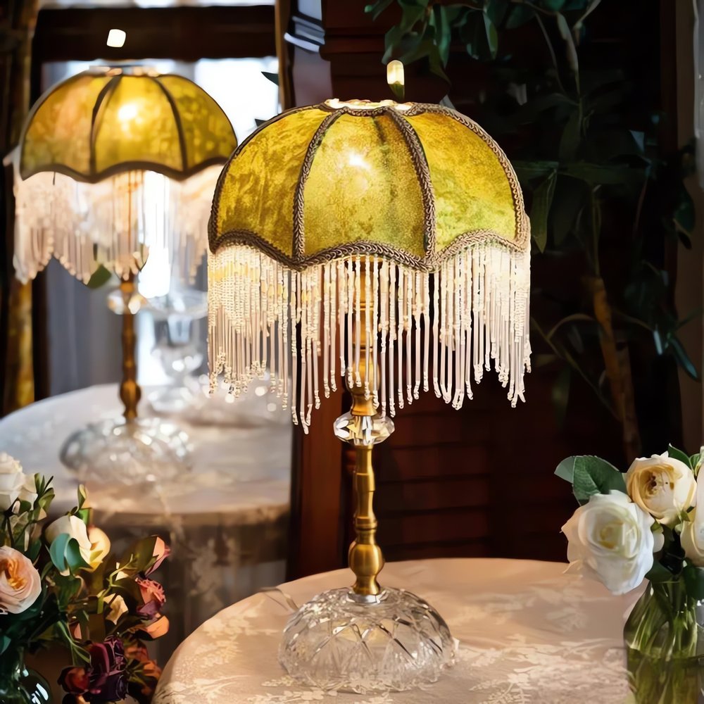 Lampe Vintage À Frange Luxe Dorée