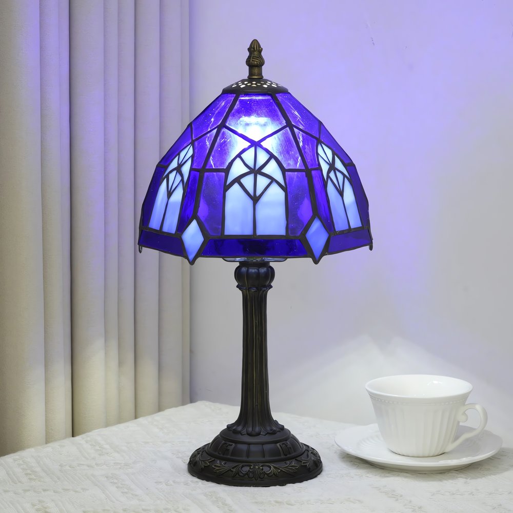 Lampe Vintage Année 70 Bleue Vitrail