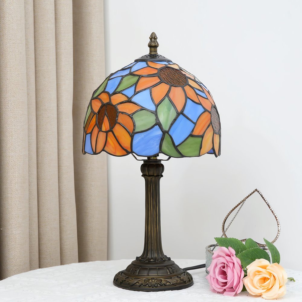 Lampe Vintage Année 70 Fleurs Orange