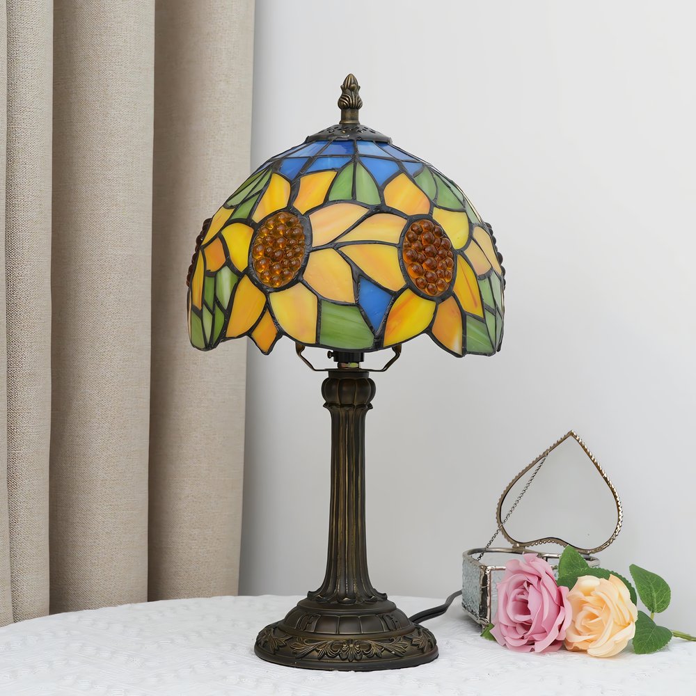 Lampe Vintage Année 70 Vitraille Orange