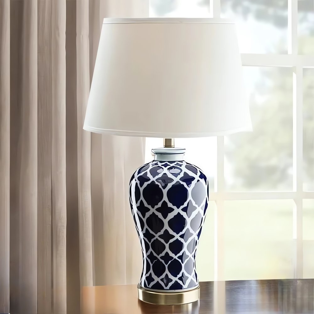 Lampe Vintage Bleu Motif Traditionnel