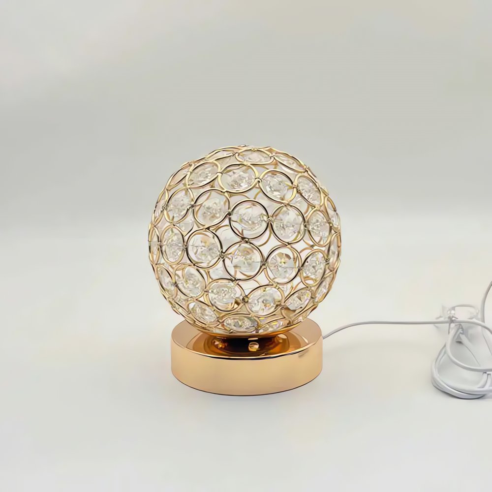 Lampe Vintage Bulle Cristaux Doré
