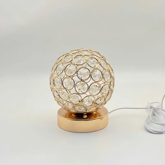 Lampe Vintage Bulle Cristaux Doré