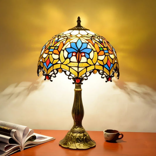 Lampe Vintage Coloré Bleue Vitrail