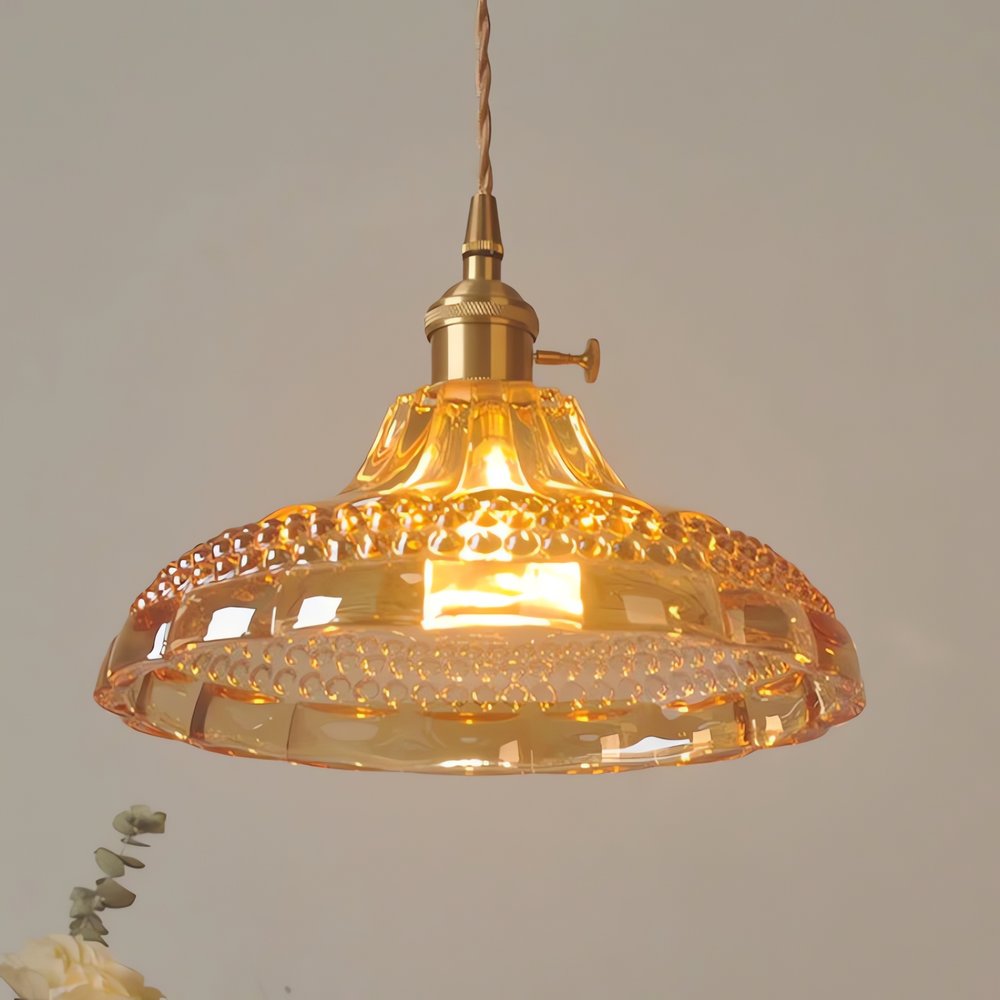 Lampe Vintage Coupelle Suspension Dorée