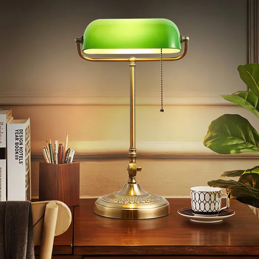 Lampe Vintage De Bureau Laiton Verre