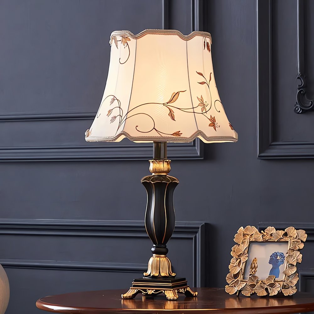 Lampe Vintage De Chevet Noire Baroque