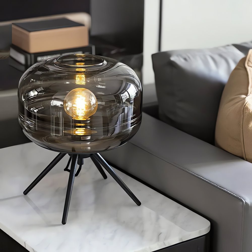 Lampe Vintage De Table Sphère Fumée